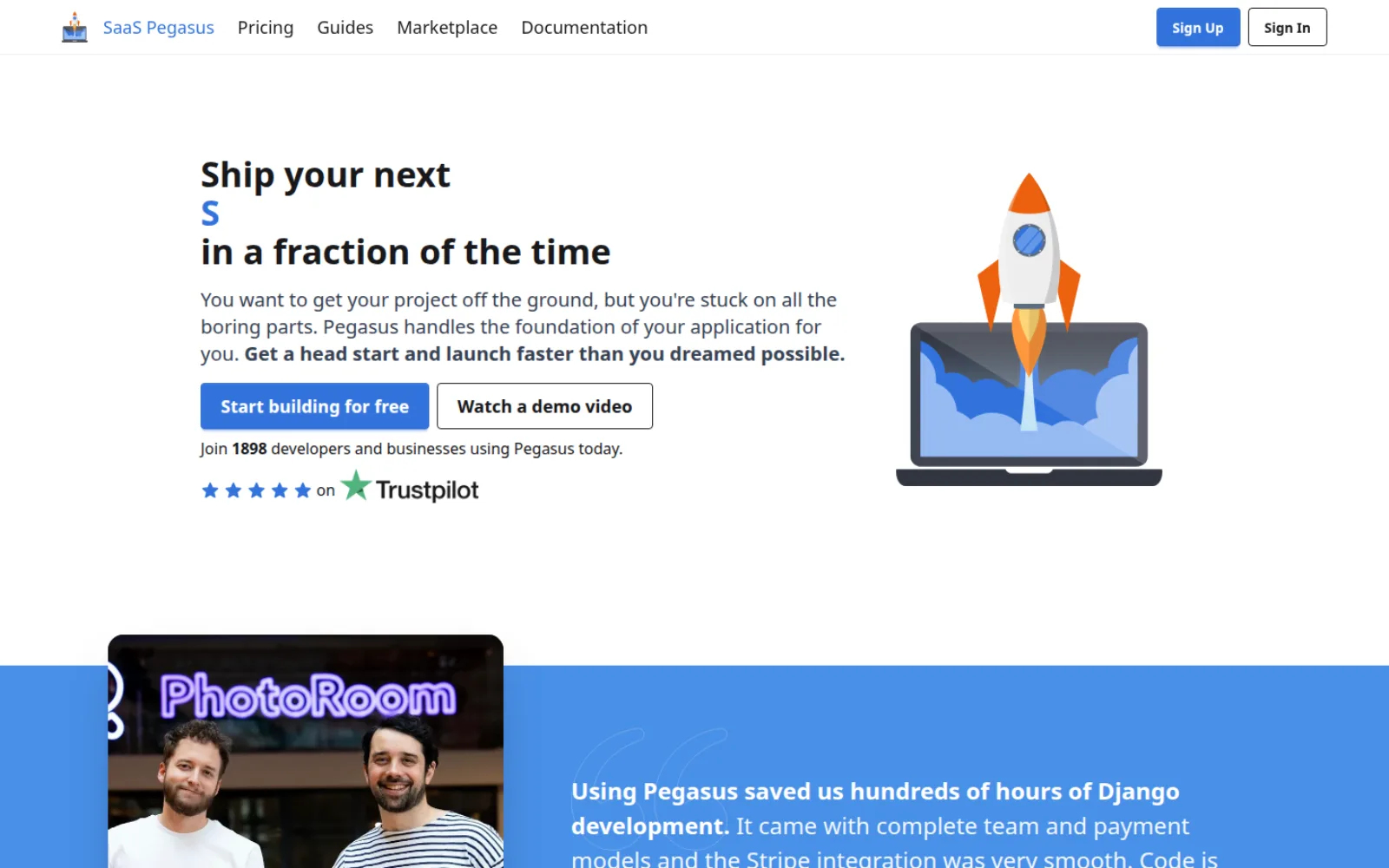 SaaS Pegasus homepage for the Django SaaS boilerplate