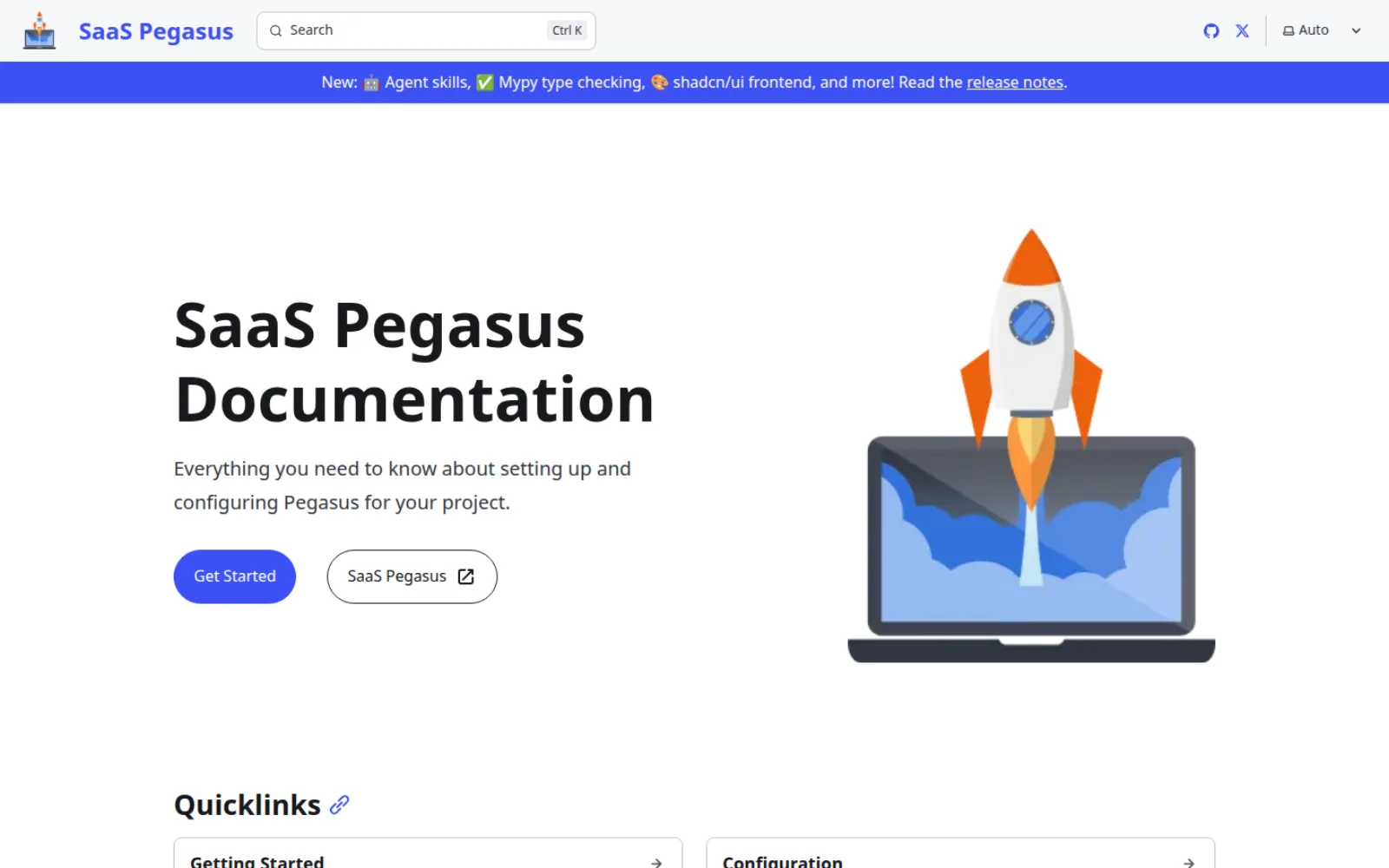 SaaS Pegasus public documentation homepage