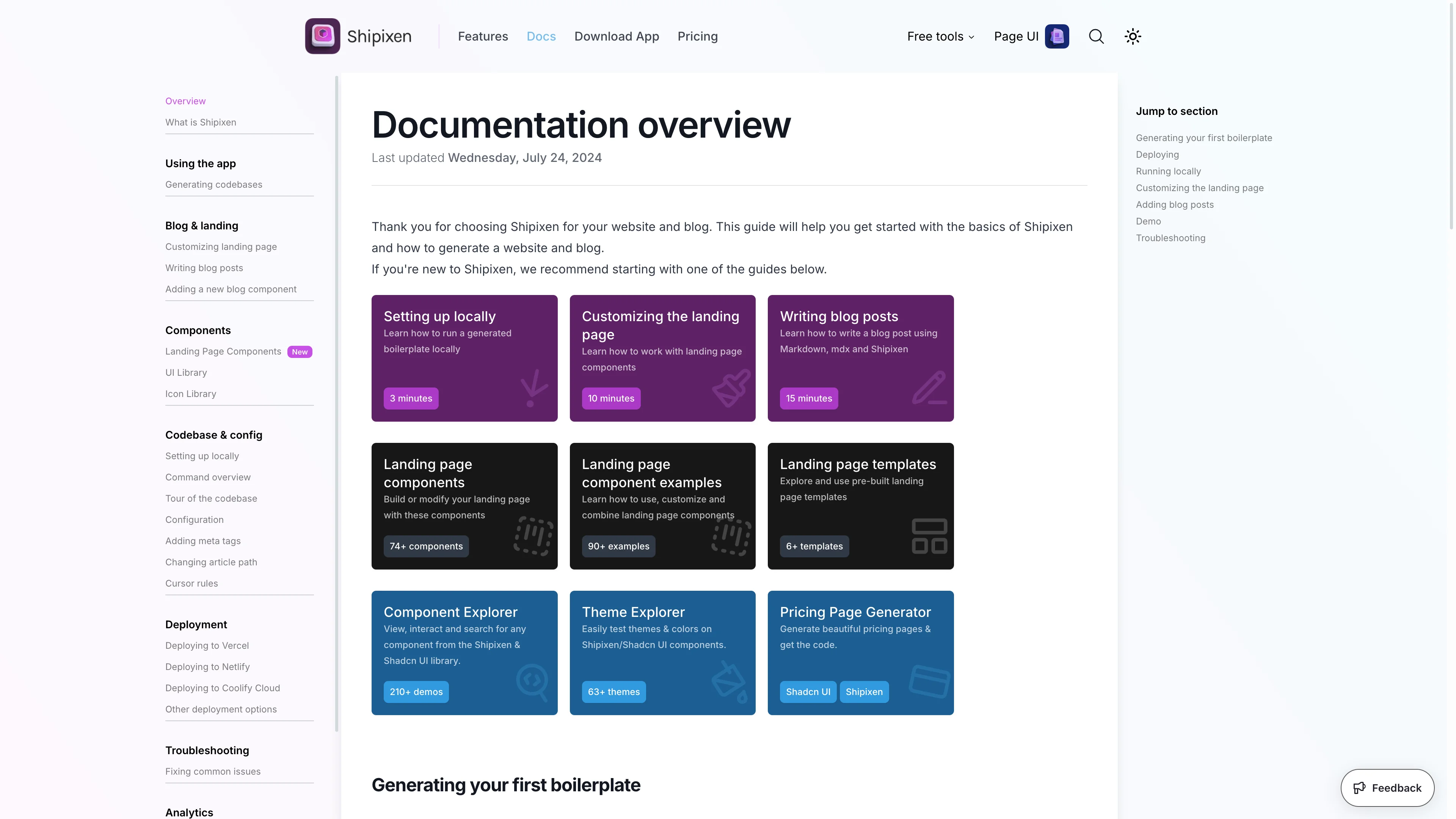 Shipixen documentation overview covering setup, blog, and Cursor rules