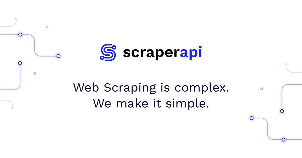 ScraperAPI homepage for the web scraping API