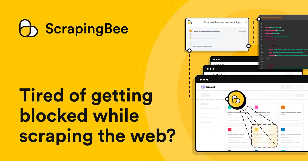 ScrapingBee homepage for the web scraping API